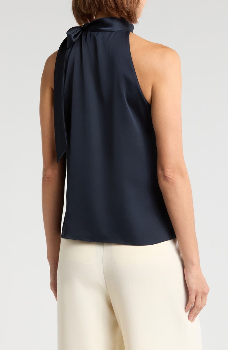 Theory Tie Neck Satin Tank, Alternate, color, Navy