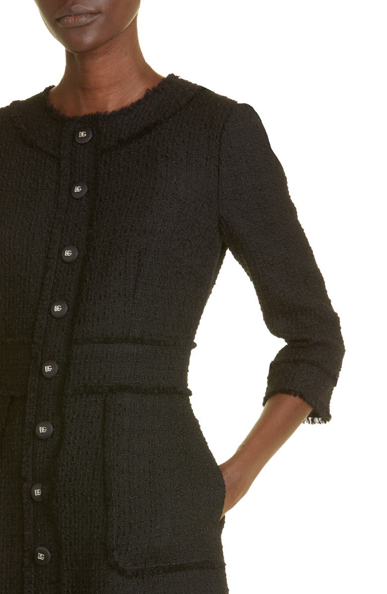 Dolce&Gabbana Raschel Tweed Shirtdress, Alternate, color,