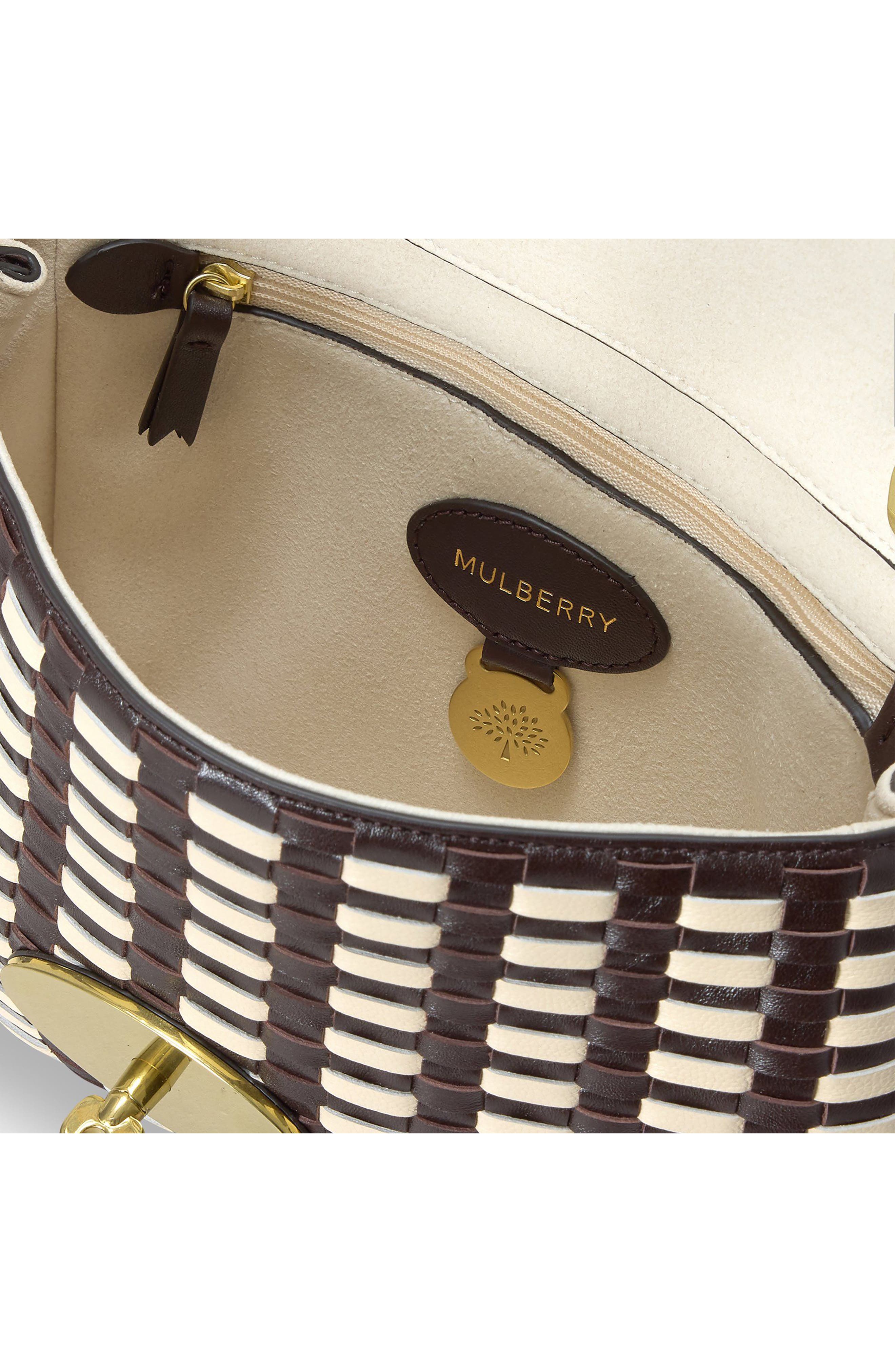 Mulberry Lily Woven Leather Shoulder Bag, Alternate, color, Ebony-Crumpet