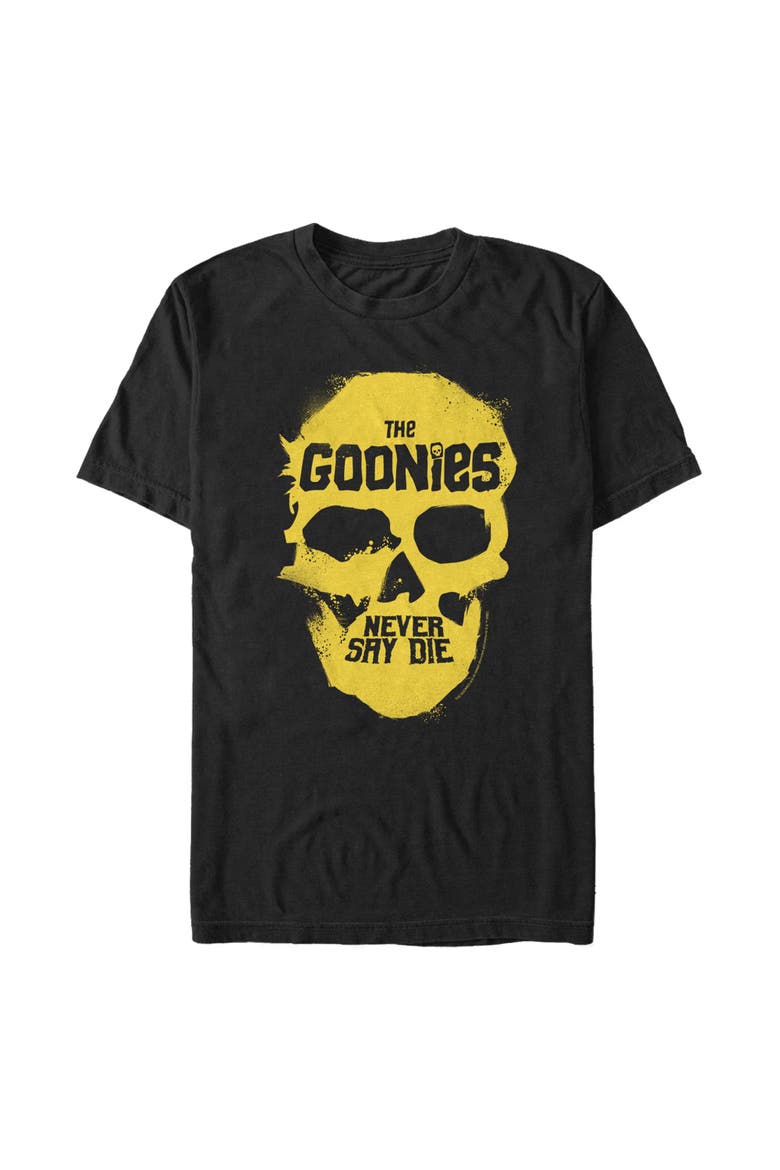 Men's The Goonies Never Say Die Skull  Graphic T-Shirt, Main, color, Black