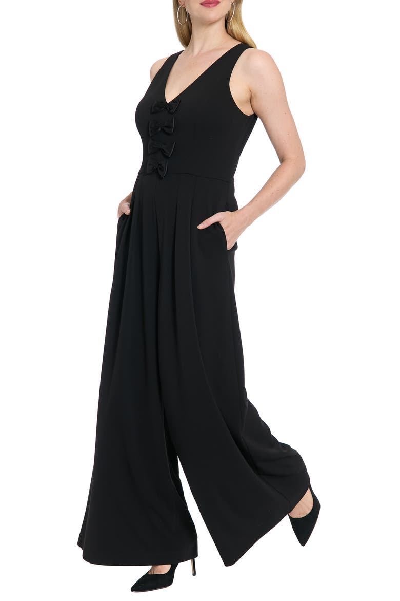 Bowtie Wide Leg Jumpsuit, Alternate, color, BLACK/ BLACK