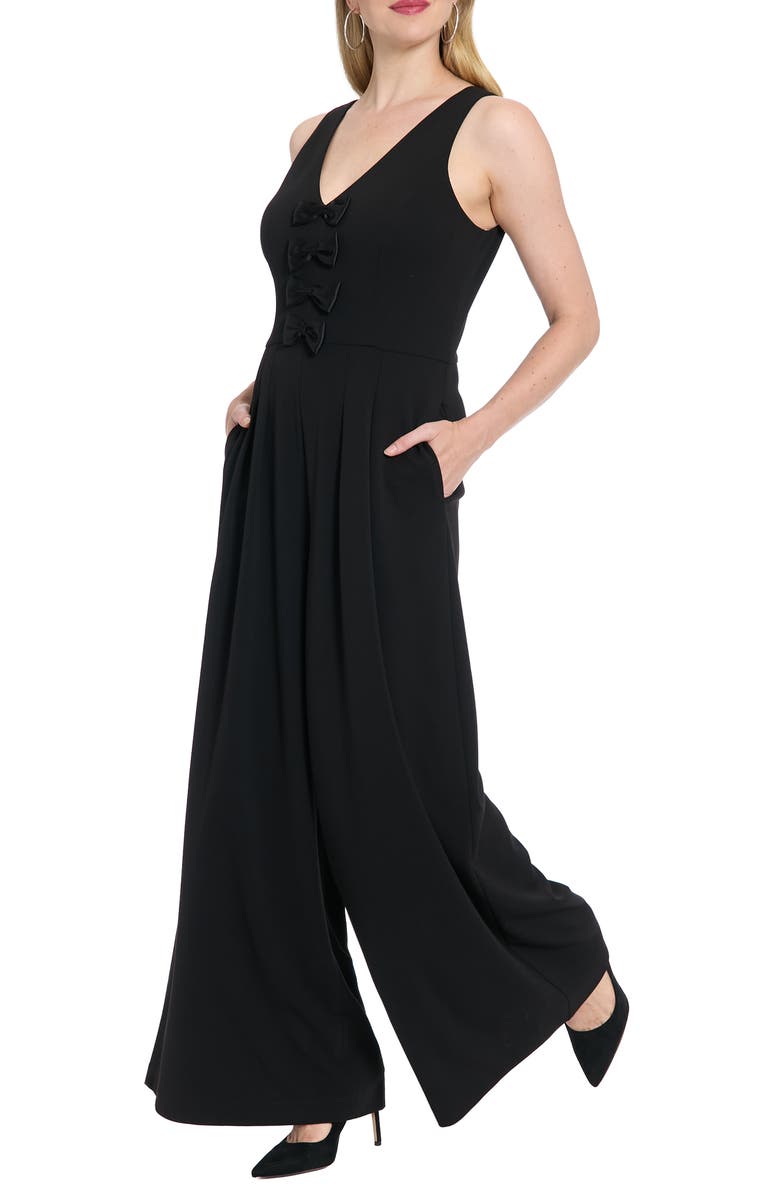 London Times Bowtie Wide Leg Jumpsuit, Alternate, color, Black/ Black