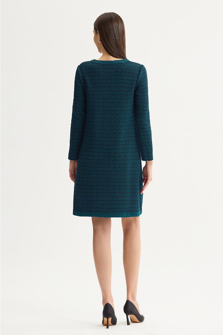 Split V Neck Jacquard Knit Dress, Alternate, color, Deep Teal