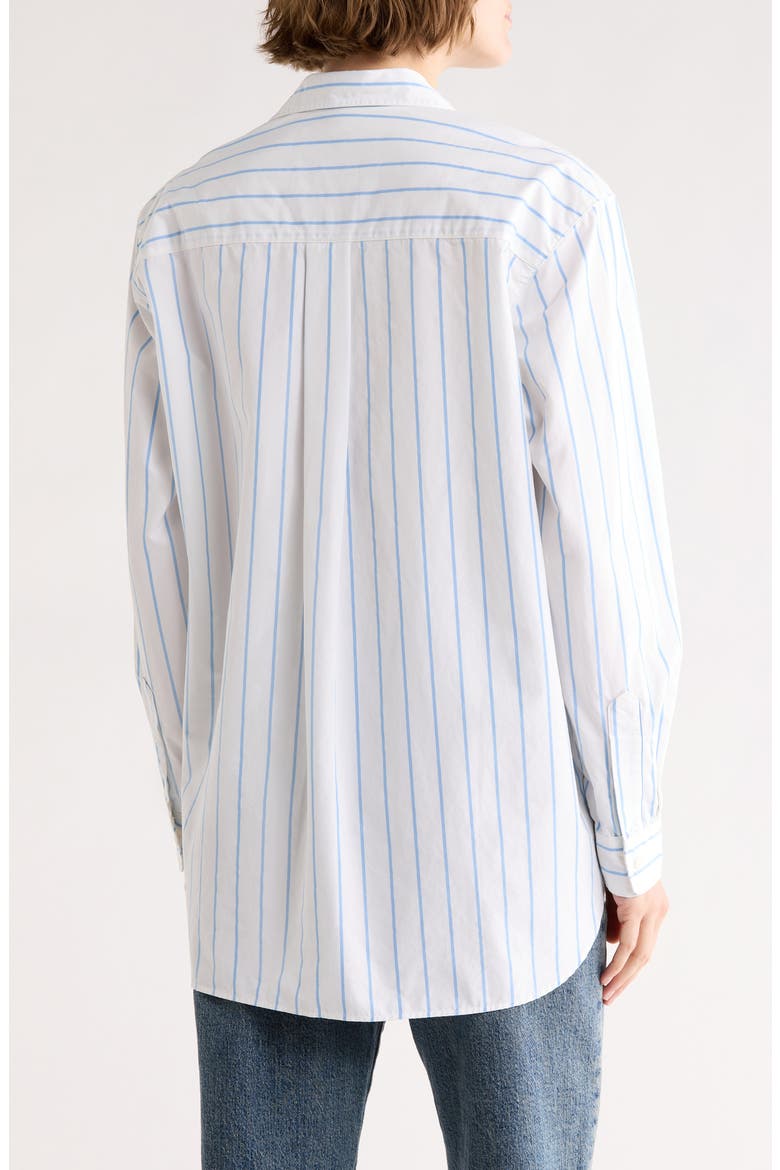 Boyfriend Button-Up Shirt, Alternate, color, WHITE W/ BLUE STRIPE