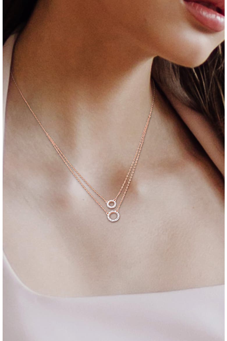 Diamond Circle Layered Necklace - 0.04ct., Alternate, color, ROSE GOLD