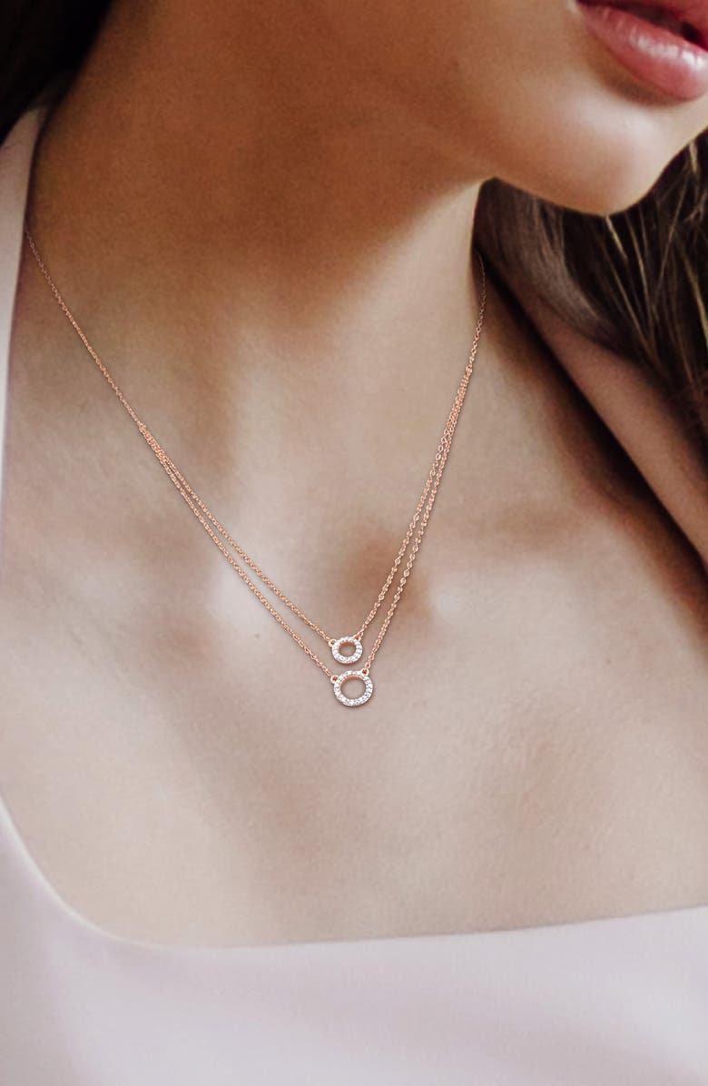 DELMAR Diamond Circle Layered Necklace - 0.04ct., Alternate, color, Rose Gold