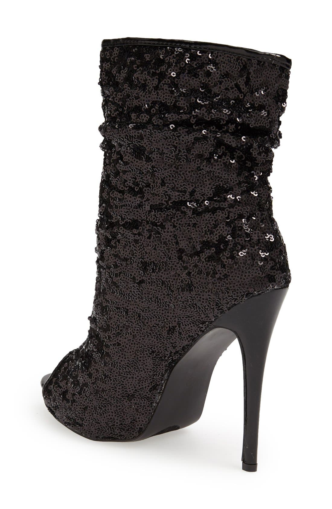 'Erin' Sequin Peep Toe Bootie, Alternate, color, BLACK SEQUIN