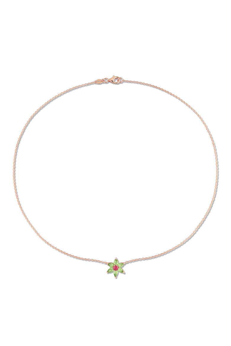 Ruby & Green Sapphire Flower Necklace, Alternate, color, Ruby