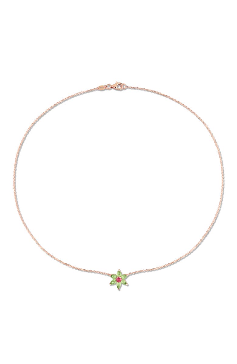 Julianna B. Ruby & Green Sapphire Flower Necklace, Alternate, color, Ruby