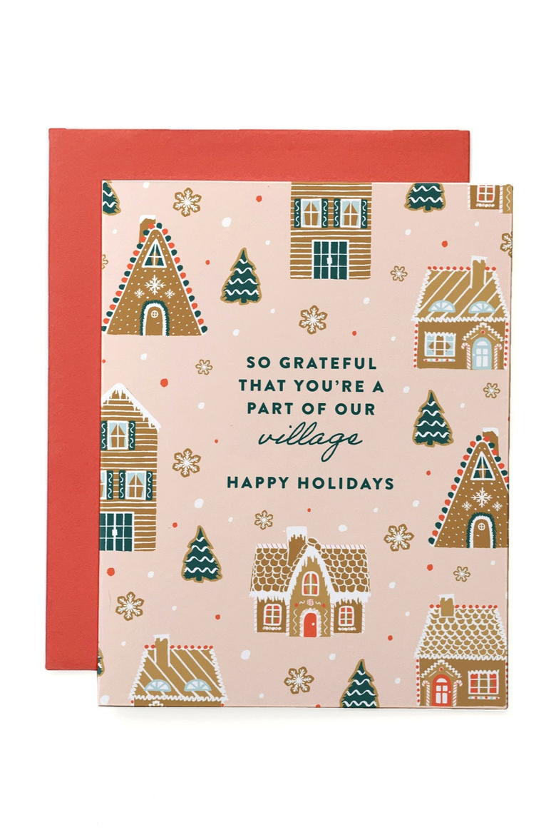 Gingerbread Village Holiday Thank You Boxed Set of 8 Greeting Cards, Alternate, color, Gingerbread Village