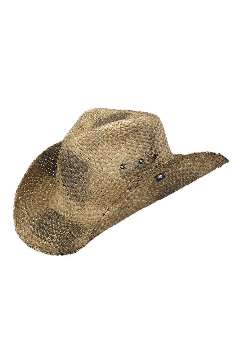 Burnished Straw Cowboy Hat, Main, color, BLACK/ NATURAL