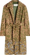 Dries Van Noten Roltas Giant Couture Rose Print Cotton & Sequin Wrap Coat