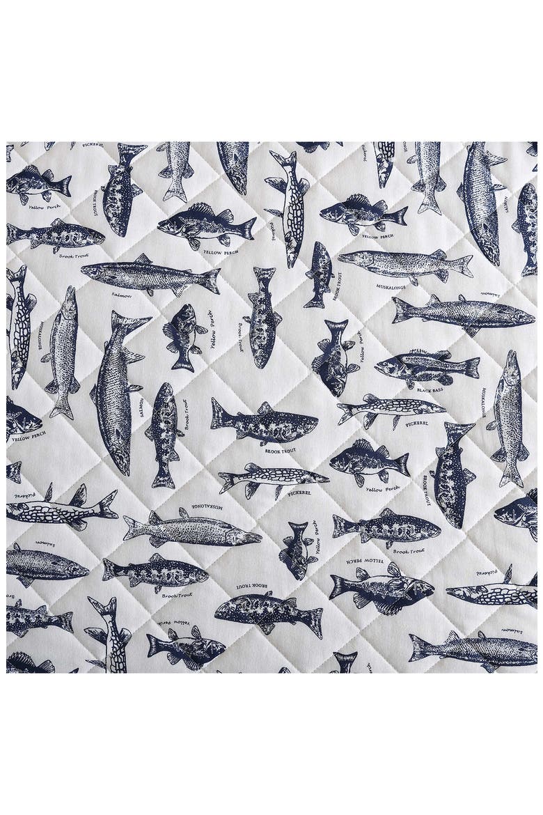 Wes Fish Cotton Twin Quilt & Sham Set, Alternate, color, BLUE