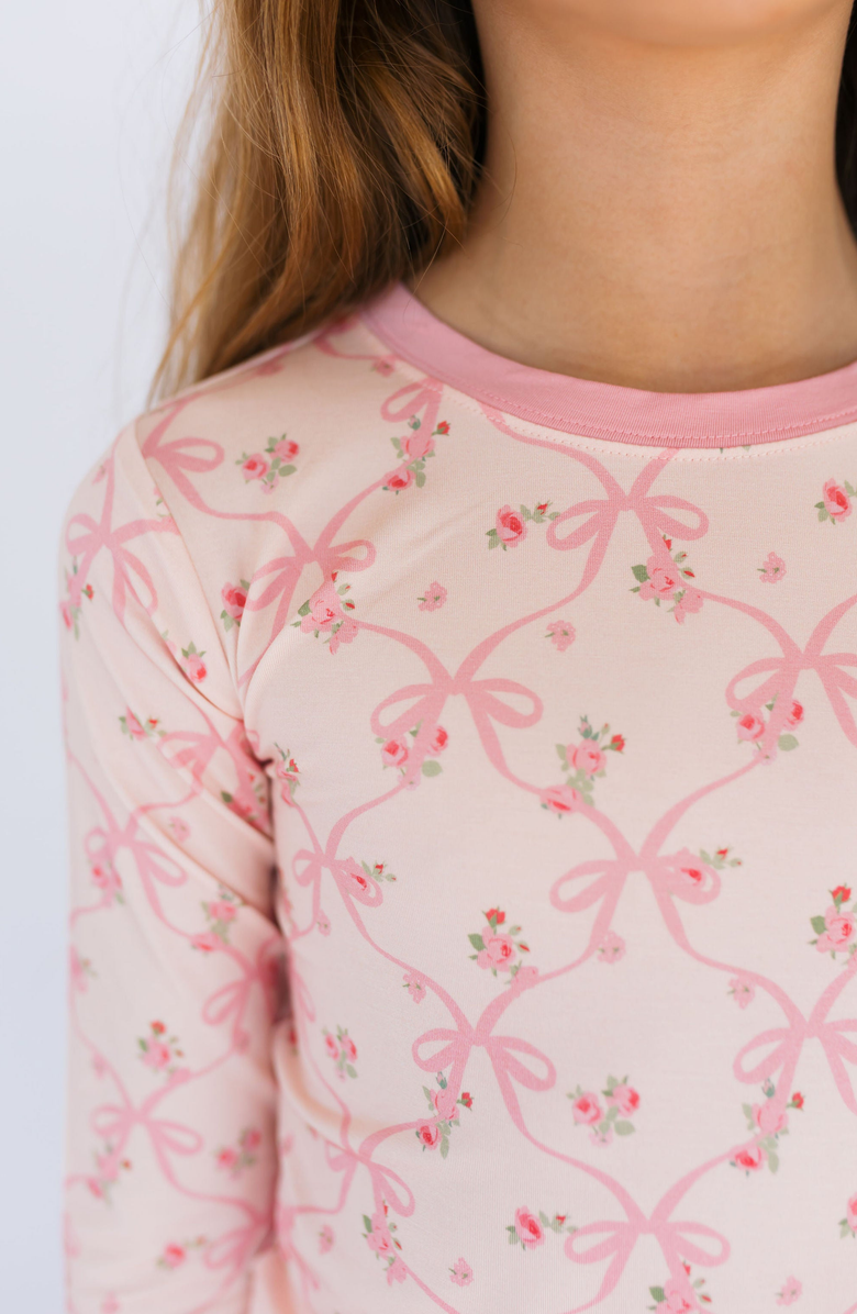 In My Jammers Rosie Bow Two Piece Set, Alternate, color, Blush Pink / Bow