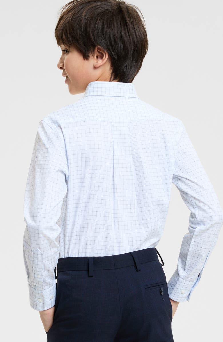 Tallia Kids' Check Cotton Blend Button-Up Shirt, Alternate, color, Blue