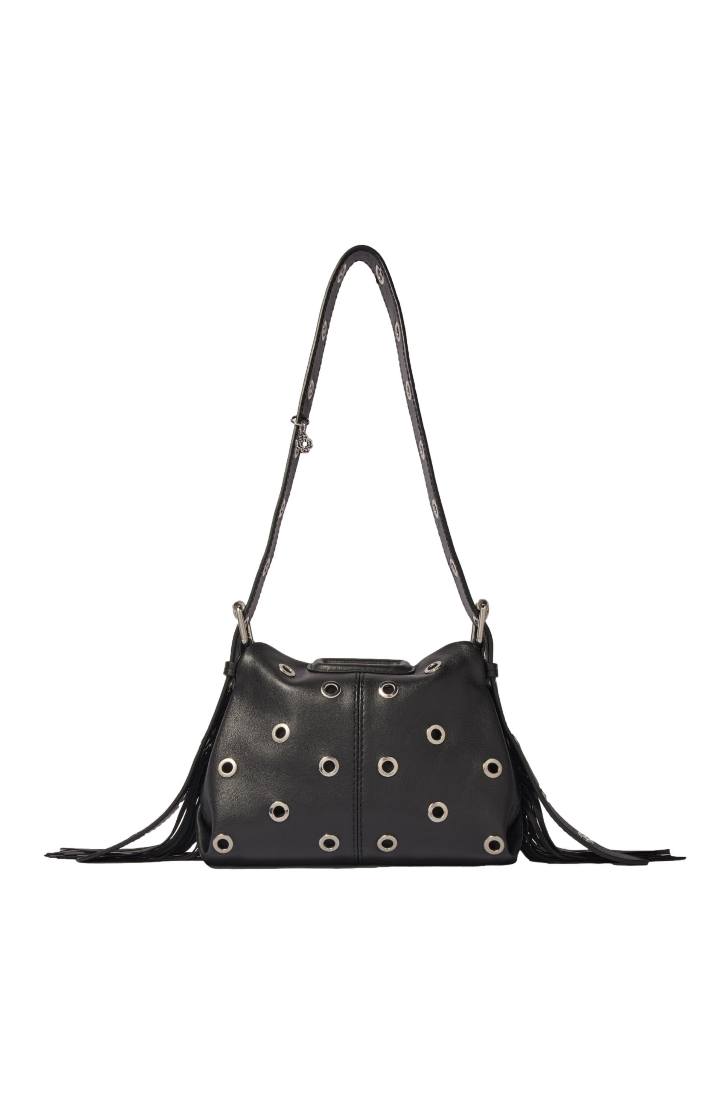 maje Miss M Mini eyelet leather bag, Alternate, color, 