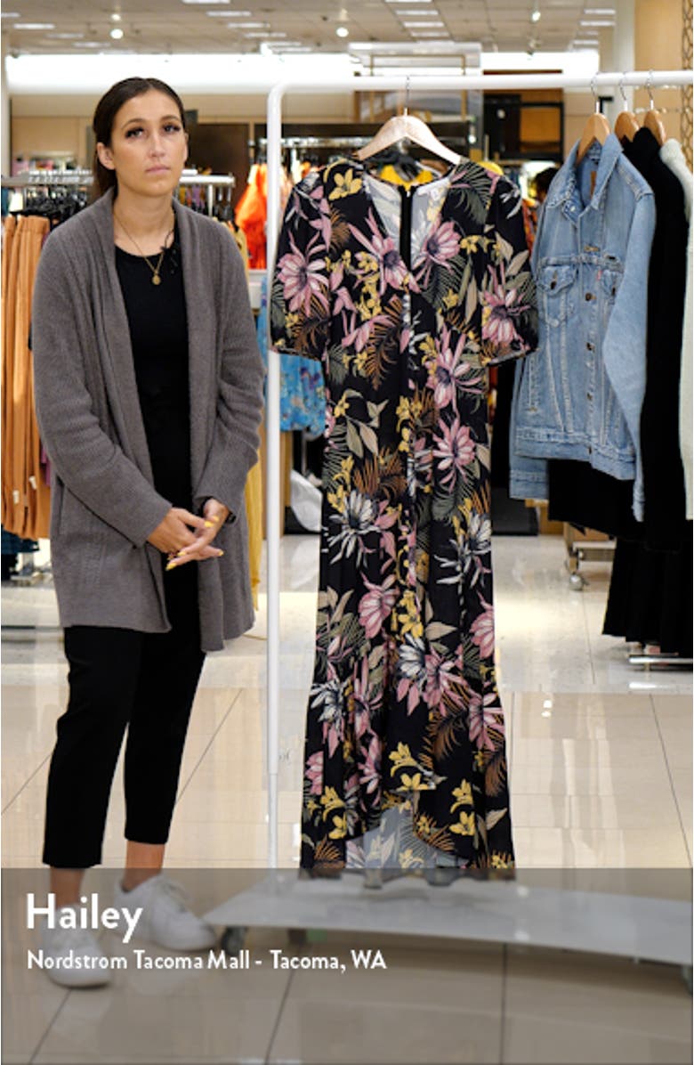 Floral Print Ruffle Hem Midi Dress, sales video thumbnail