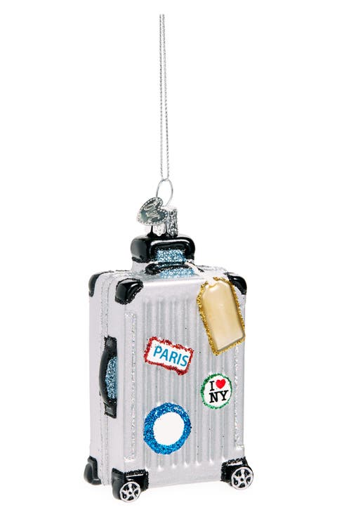 Rolling Suitcase Glass Ornament