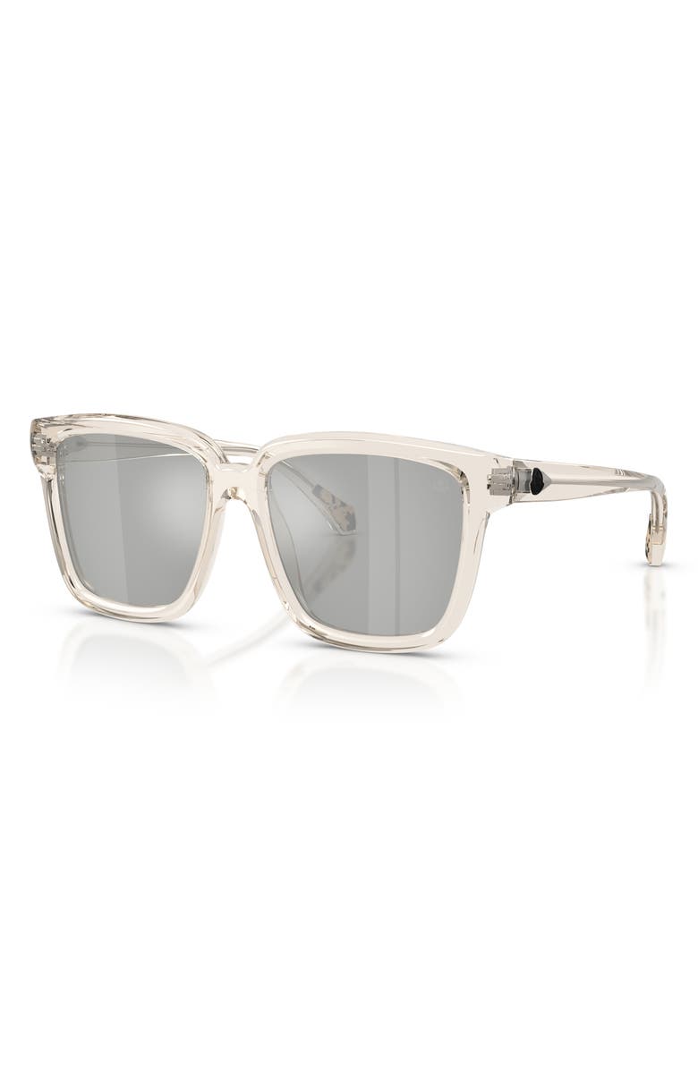 Moncler Clasico 54mm Mirrored Pillow Sunglasses, Alternate, color, Butter / Mirror Silver