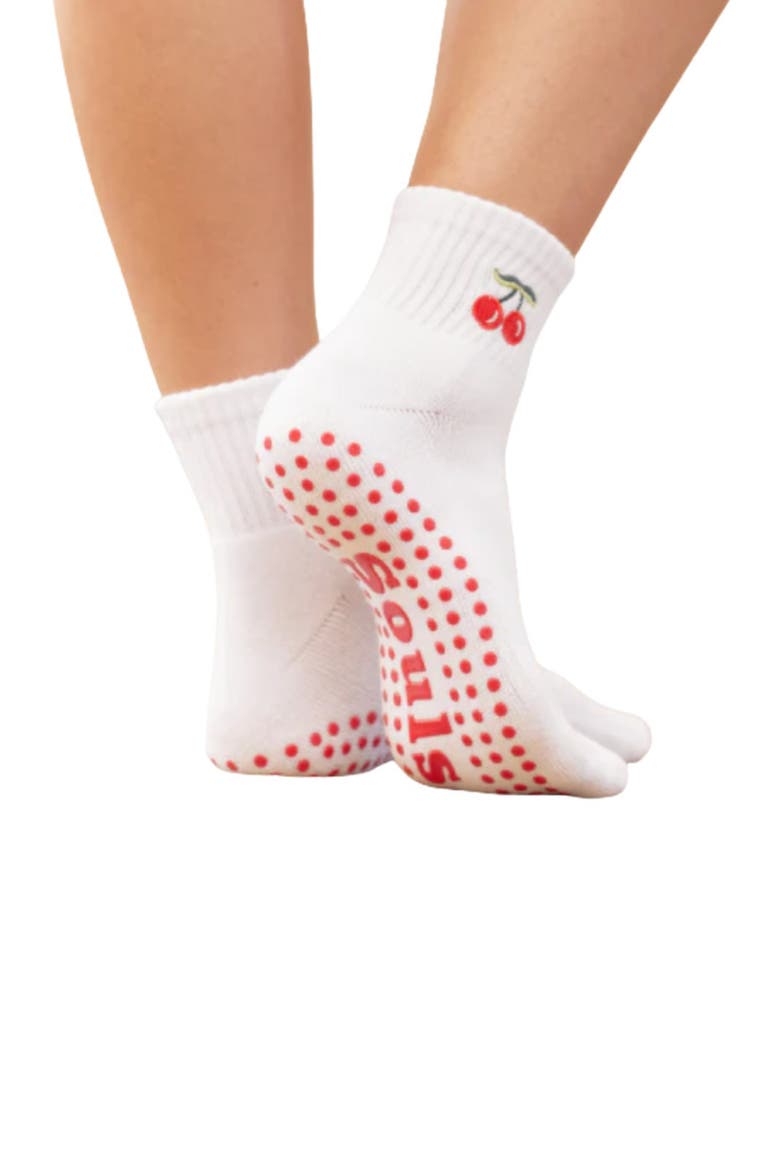 Cherry Ankle Grip Socks, Alternate, color, White