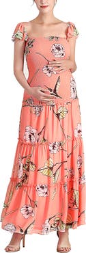 Kimi & Kai Addy Smocked Maternity Maxi Dress