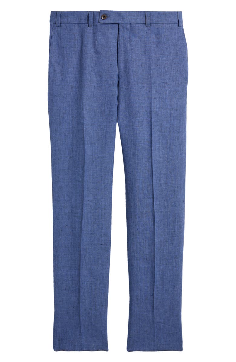Jack Victor Pablo Flat Front Linen Trousers, Alternate, color, Blue