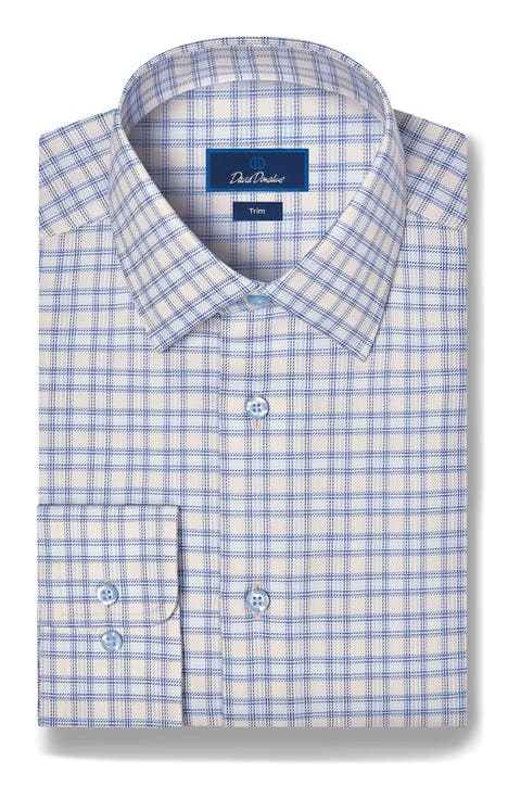 Trim Fit Plaid Cotton Dress Shirt