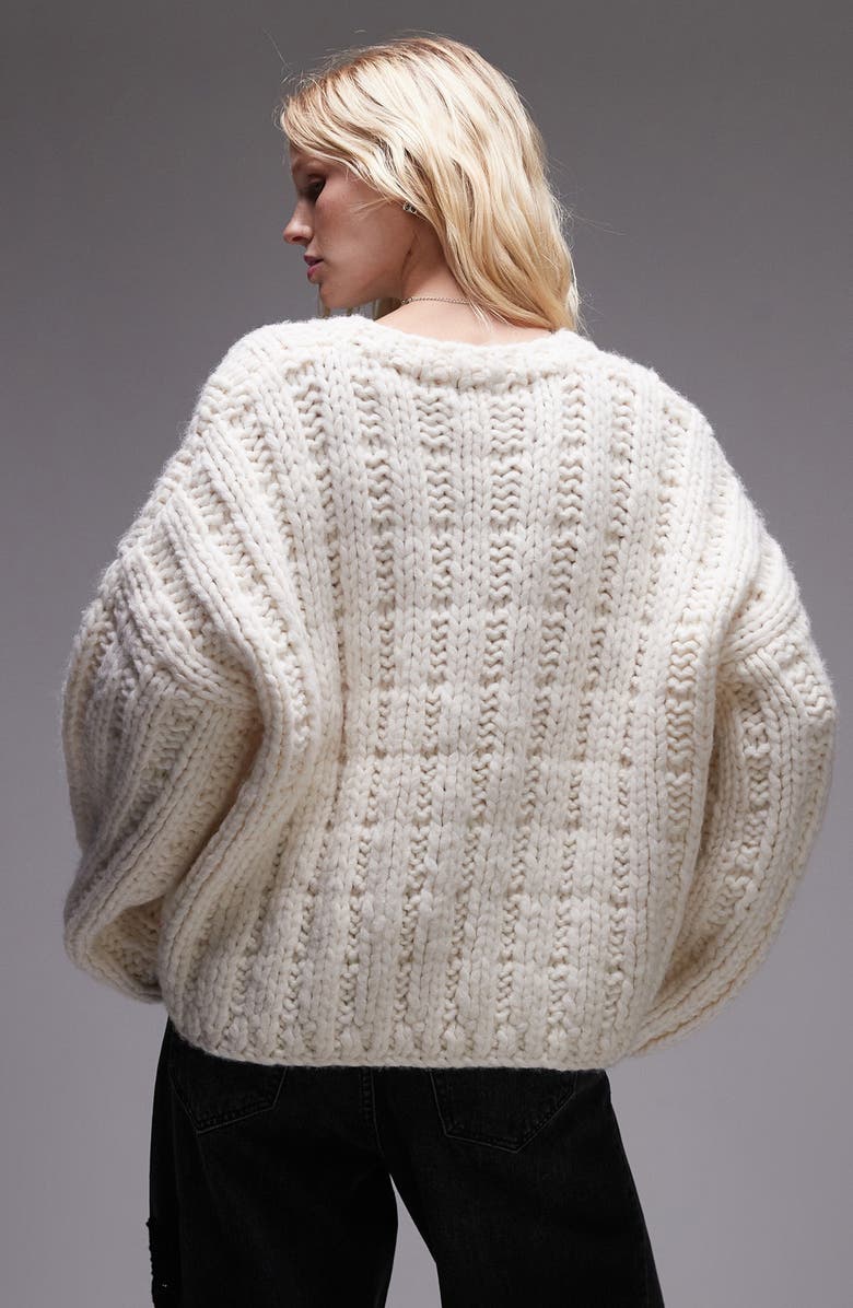 Topshop Oversize Crewneck Sweater, Alternate, color,