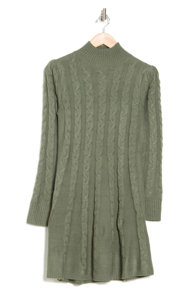 Lucky Brand Cable Stitch Long Sleeve Sweater Dress, Alternate, color, 