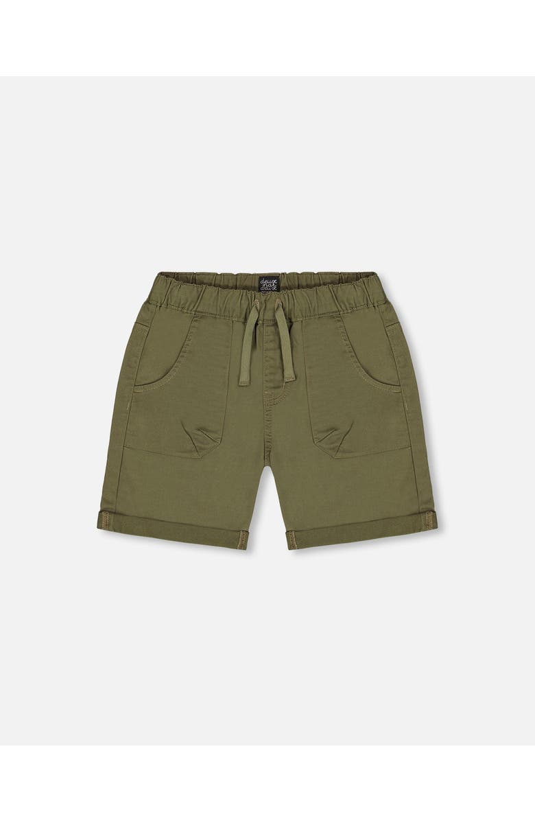 Deux par Deux Baby Boy's Stretch Twill Short Dark Olive Green, Main, color,