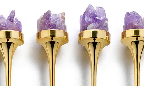 Anna New York Hospitality Cocktail Picks 4-piece Set In Purple And Gold