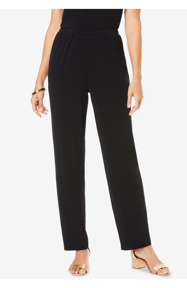 Jessica London 3-Piece Knit Pant Set, Alternate, color, Khaki Black Colorblock