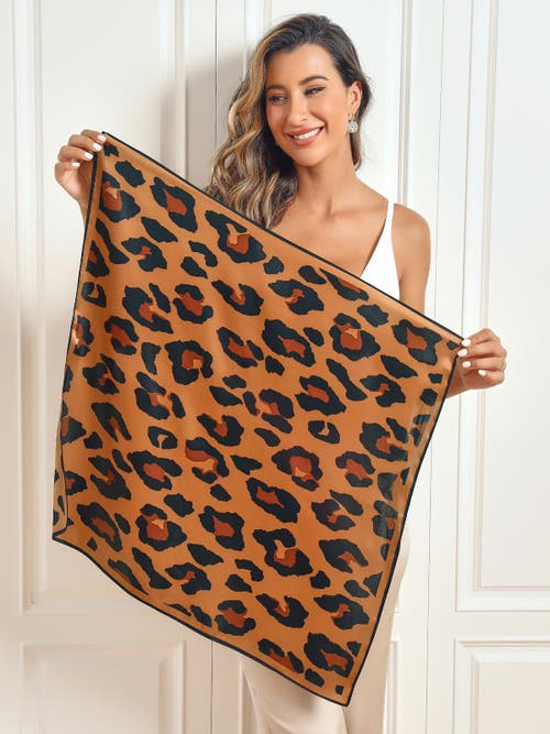 Silksilky Pure Silk Printed Square Scarf In Brown