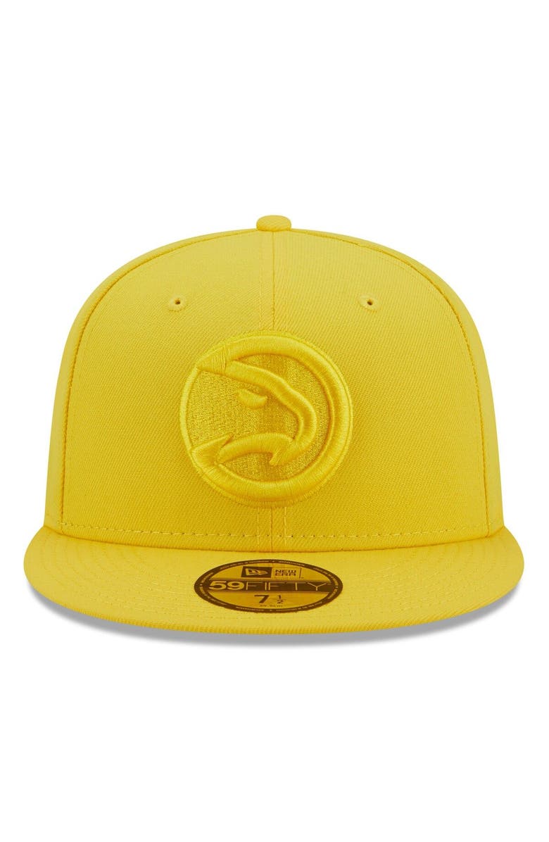 New Era Men's New Era Yellow Atlanta Hawks Color Pack 59FIFTY Fitted Hat, Alternate, color, 