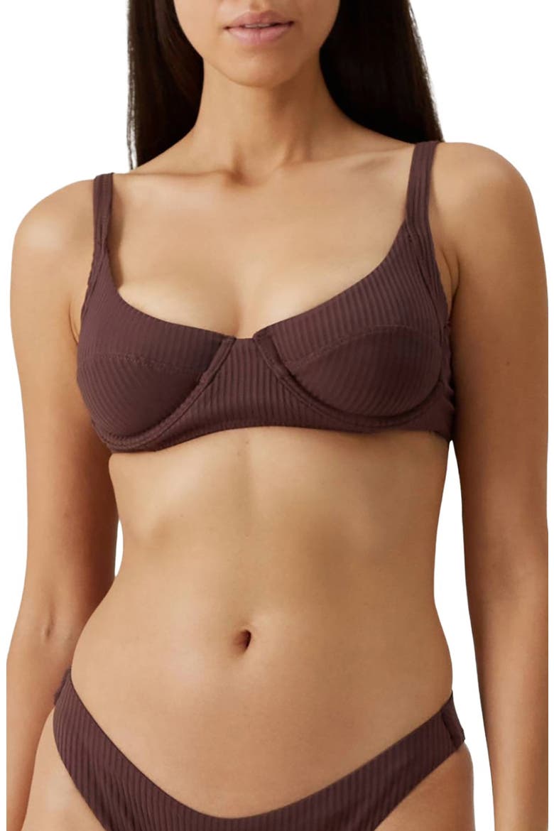 Noto Underwire Swim Top, Main, color, BROWN RIBBED