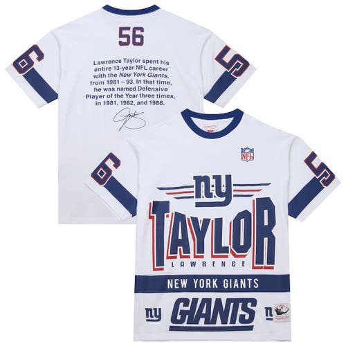 Mitchell & Ness Lawrence Taylor White New York Giants Name & Number Team Origins Vintage Logo T-shir
