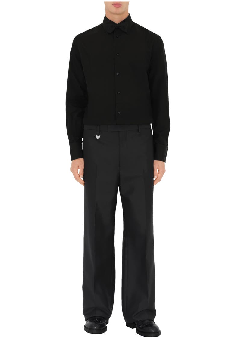 Burberry Slim Fit Cotton Silk Tuxedo Shirt, Main, color, Black