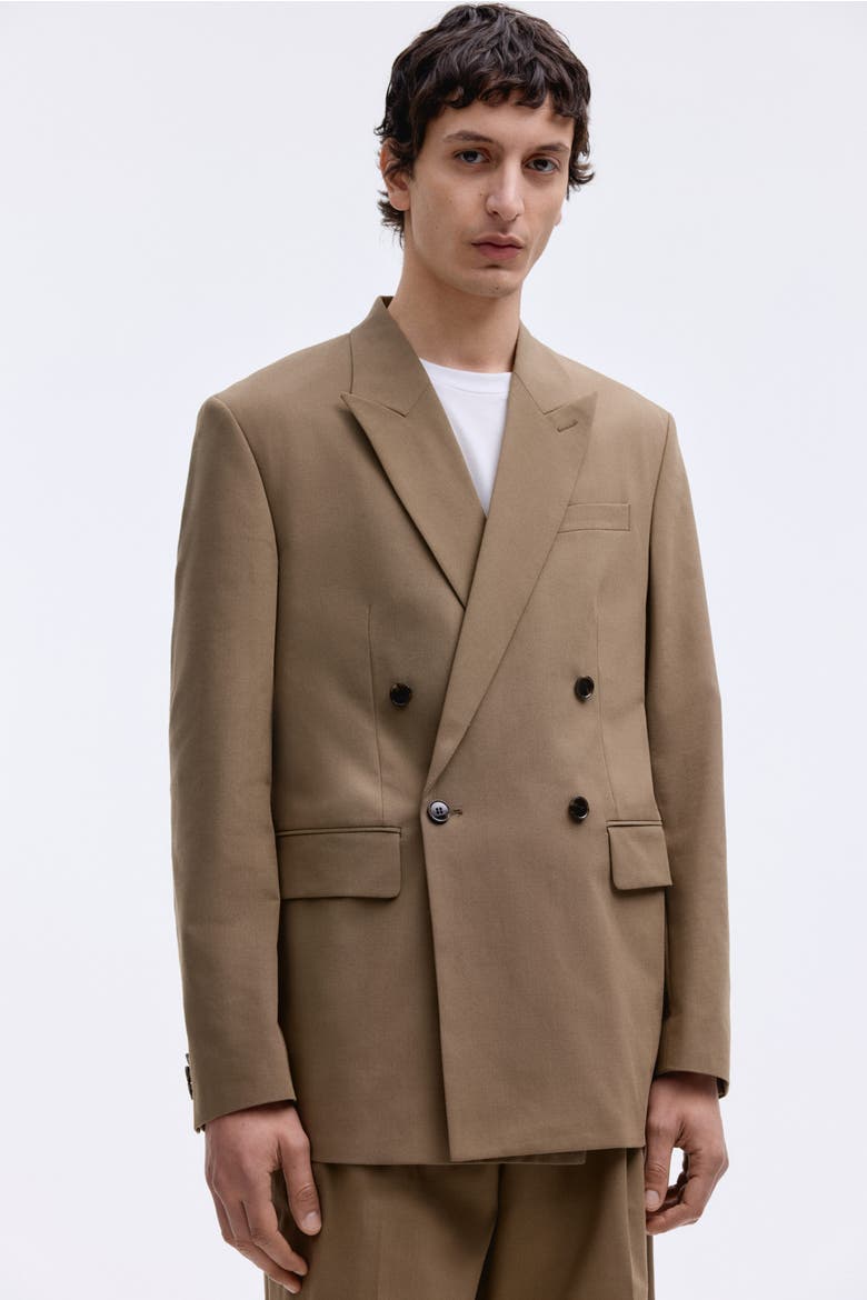 Relaxed Fit Double-breasted Jacket, Main, color, Dark beige