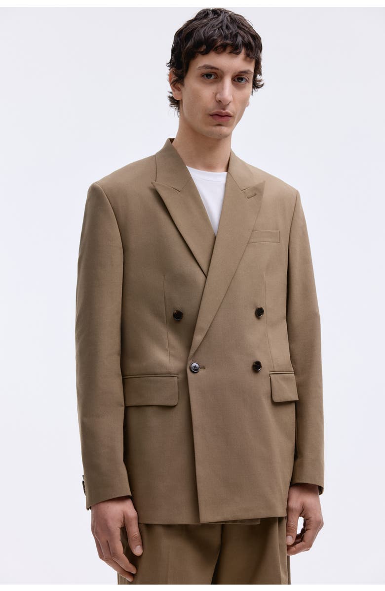 H&M Relaxed Fit Double-breasted Jacket, Alternate, color, Dark Beige