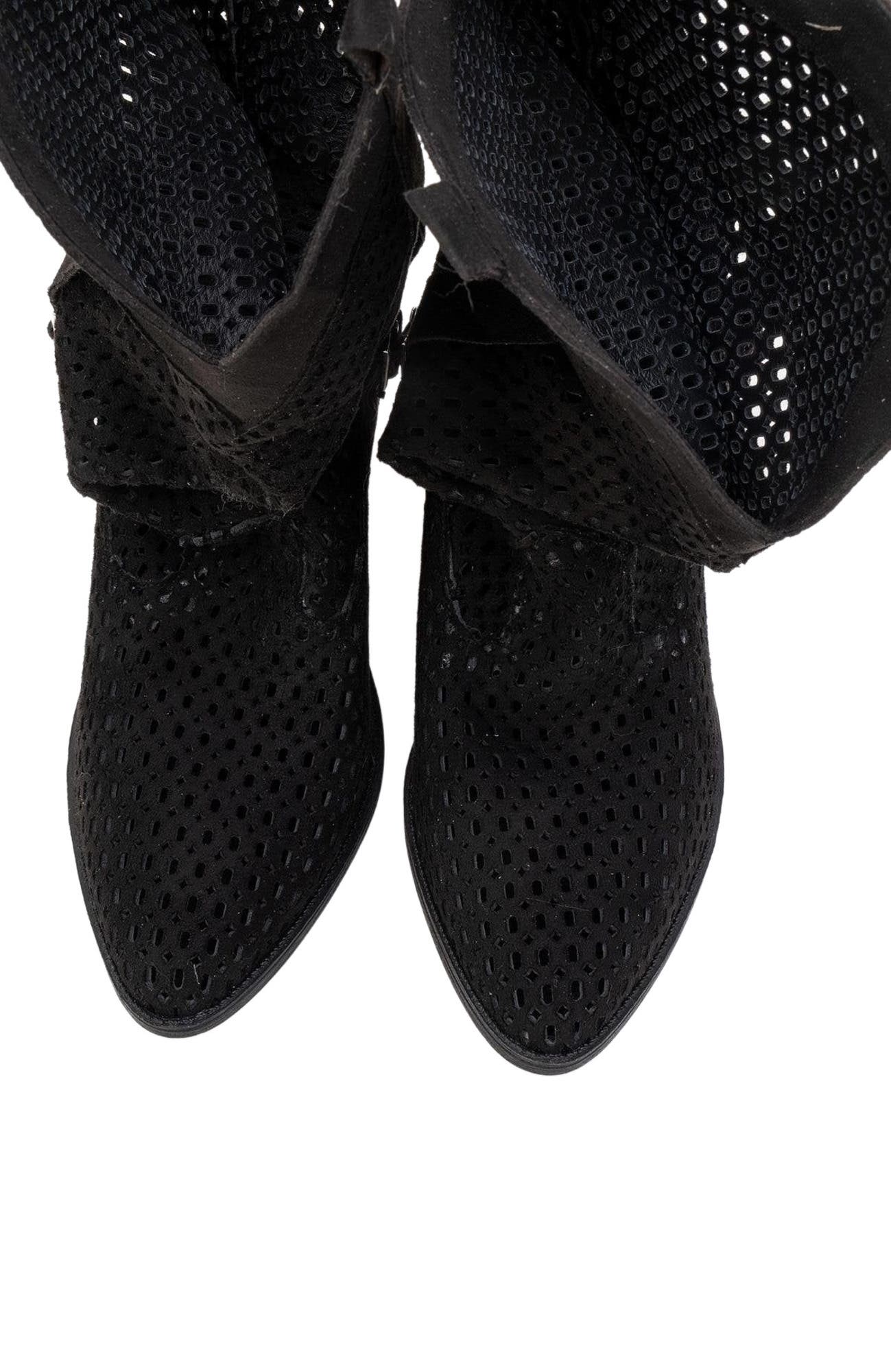 Prologue Shoes Larry Western Cut-Out Summer Boots, Alternate, color, Black Faux Leather