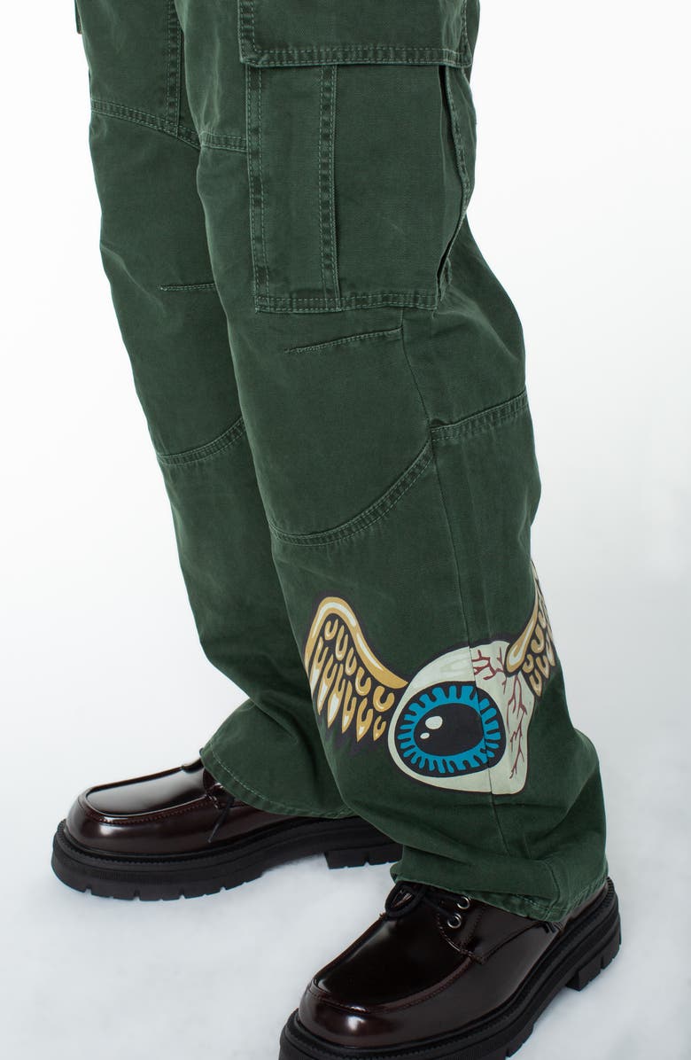 Von Dutch Baggy Straight Flying Eyeball Cargo Hunter Pant, Alternate, color, Forest