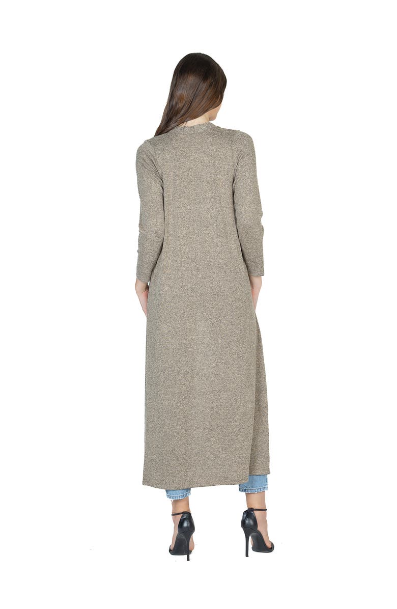 24seven Comfort Apparel Womens Long Duster Open Front Knit Cardigan, Alternate, color, Taupe