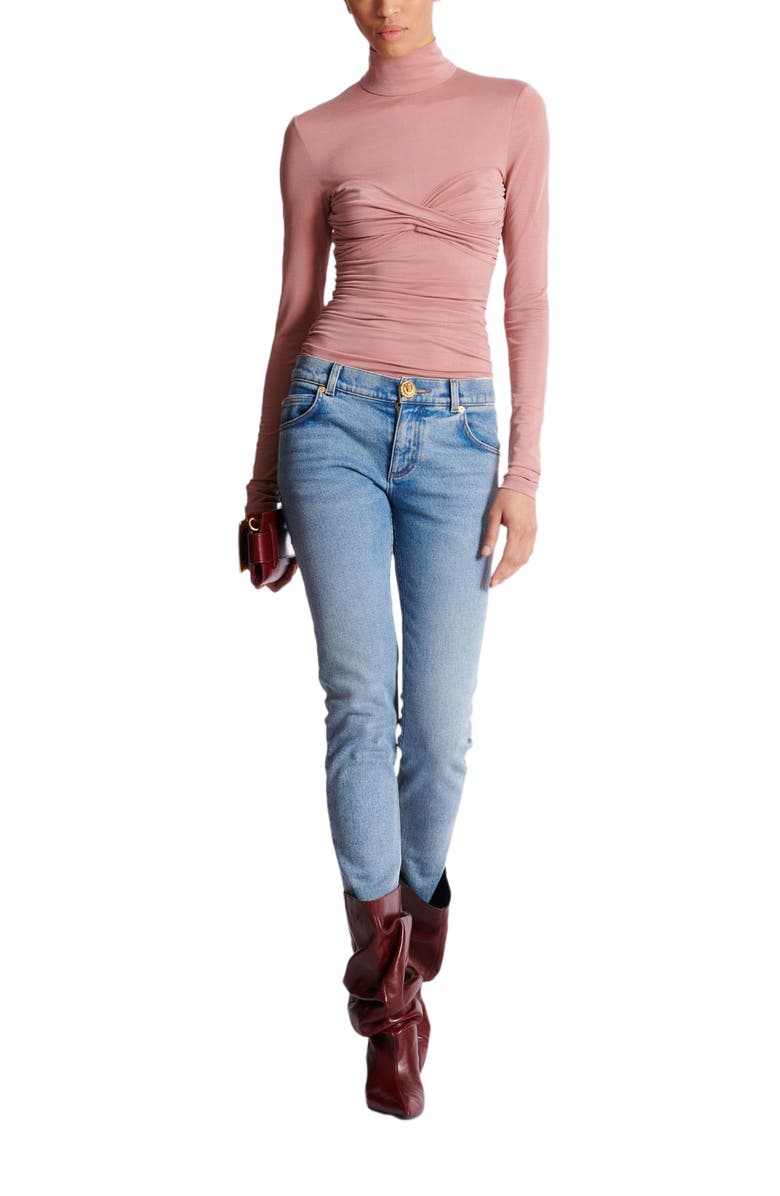 Balmain Skinny Faded Denim Jeans, Alternate, color, Blue