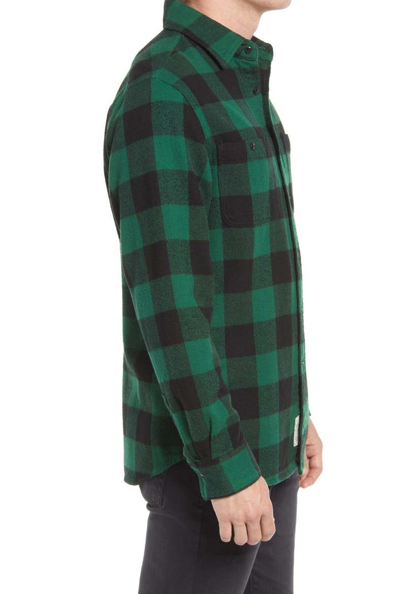Buffalo Check Flannel Long Sleeve Button-Up Shirt, Alternate, color, GREEN