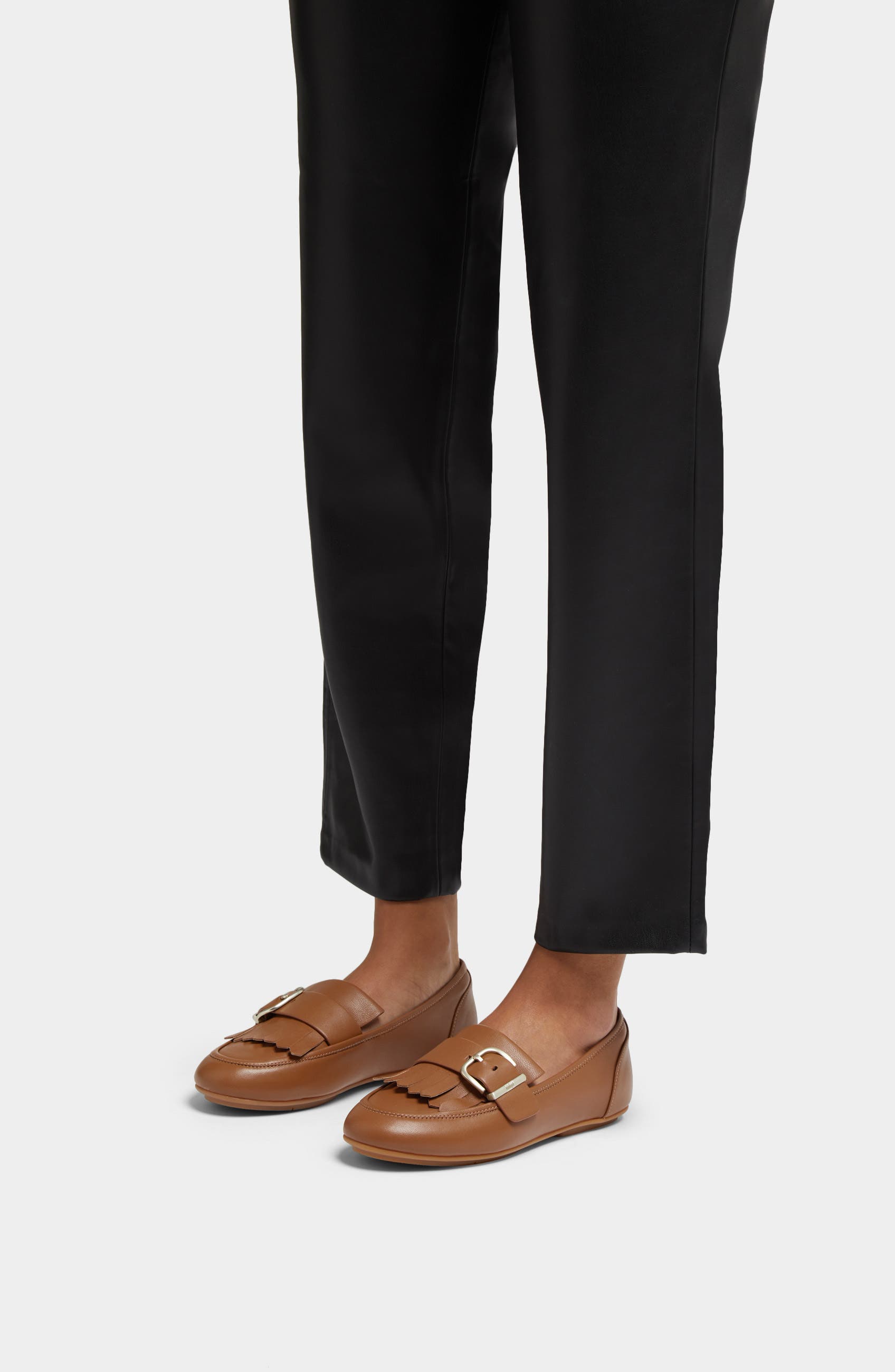 FitFlop Allegro Fringe Buckle Leather Loafer, Alternate, color, Light Tan