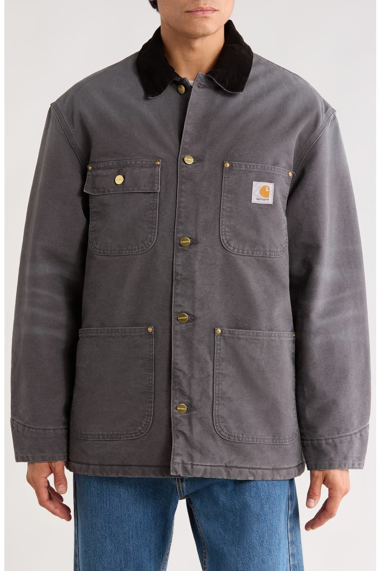 OG Organic Cotton Canvas Chore Coat, Alternate, color, GRAPHITE / BLACK STONE CANVAS