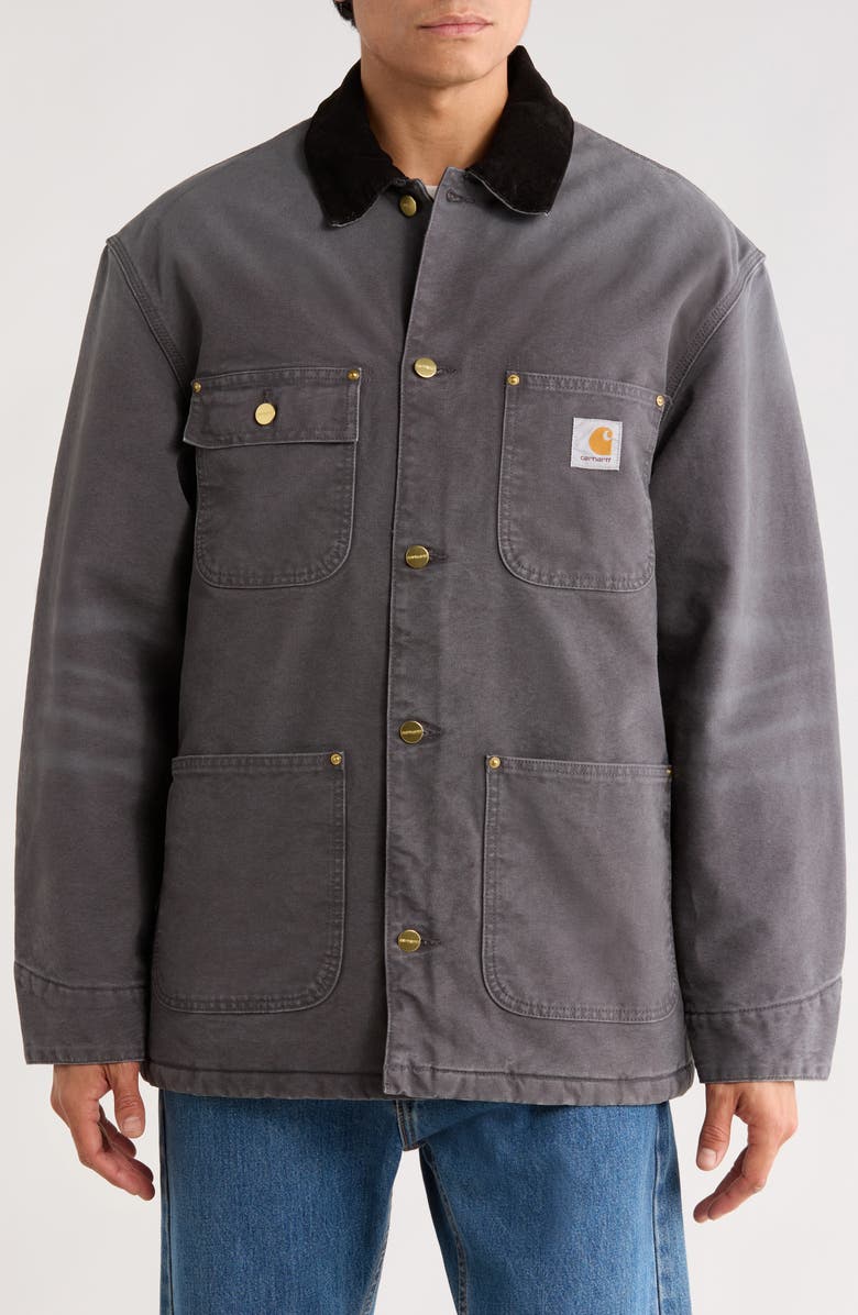 Carhartt Work In Progress OG Organic Cotton Canvas Chore Coat, Alternate, color, Graphite / Black Stone Canvas