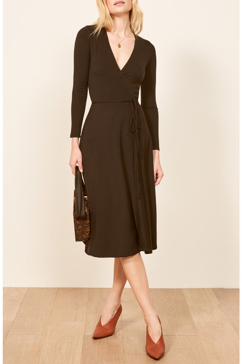 Maurie Wrap Dress, Alternate, color, BLACK