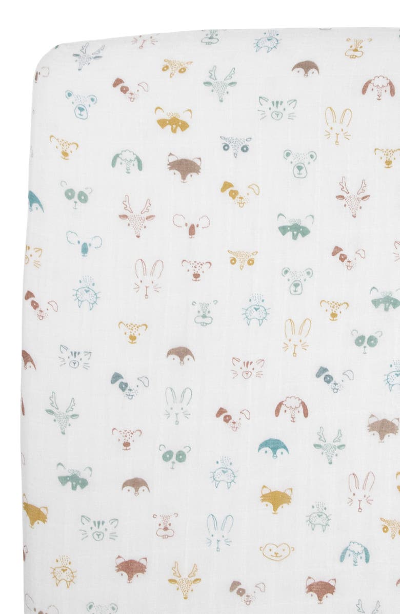 little unicorn Cotton Muslin Crib Sheet, Alternate, color, Animal Crowd