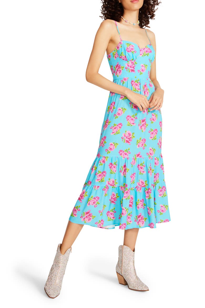 Ava Corset Marilyn Rose Dress, Alternate, color, BLUE CURCAO